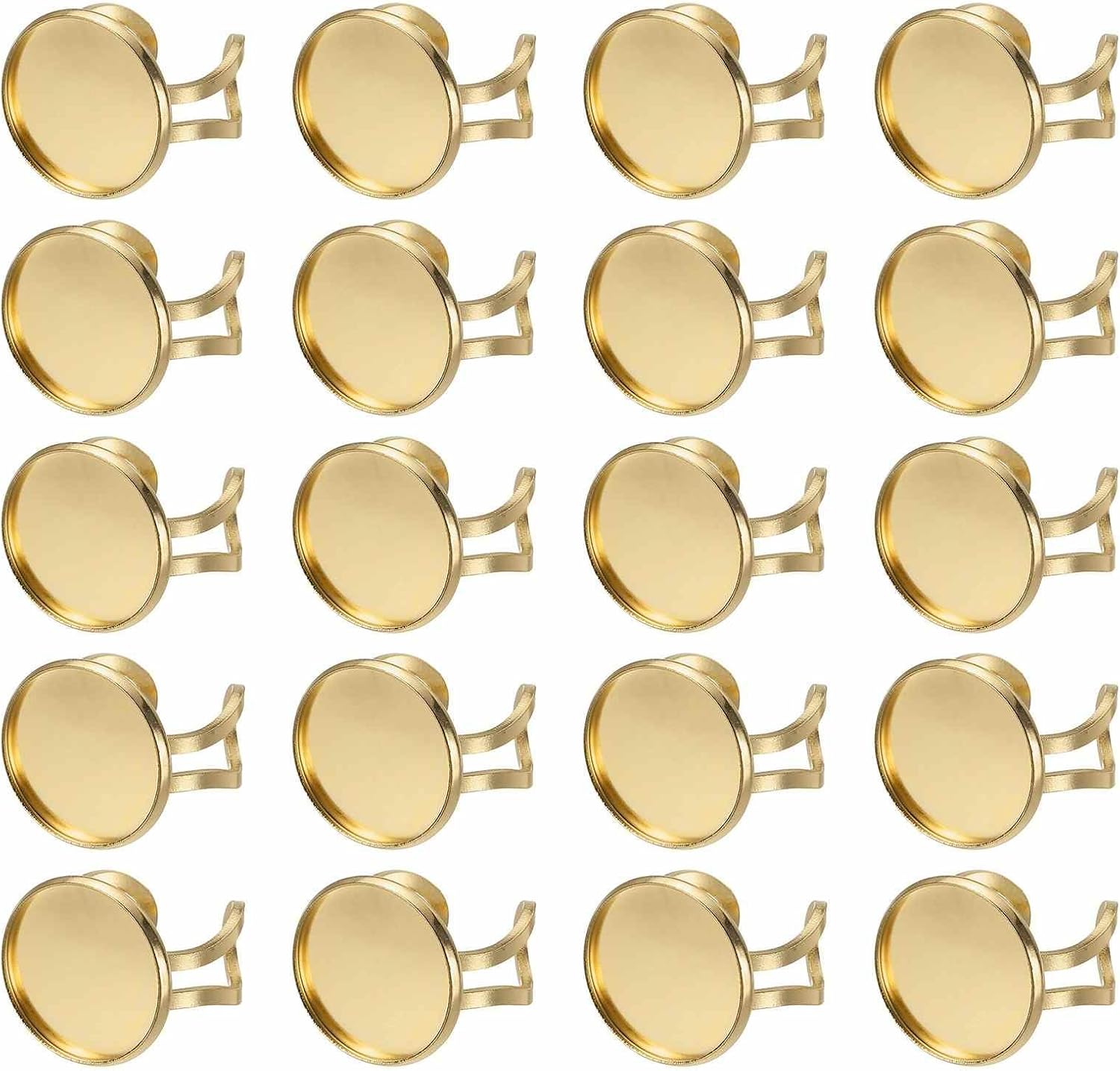 MECCANIXITY 20Pcs Adjustable Finger Ring Base, 10mm Stainless Steel Flat Round Ring Settings Cabochon Base Setting Bezel for Jewelry Making DIY Crafts Findings, Silver Tone