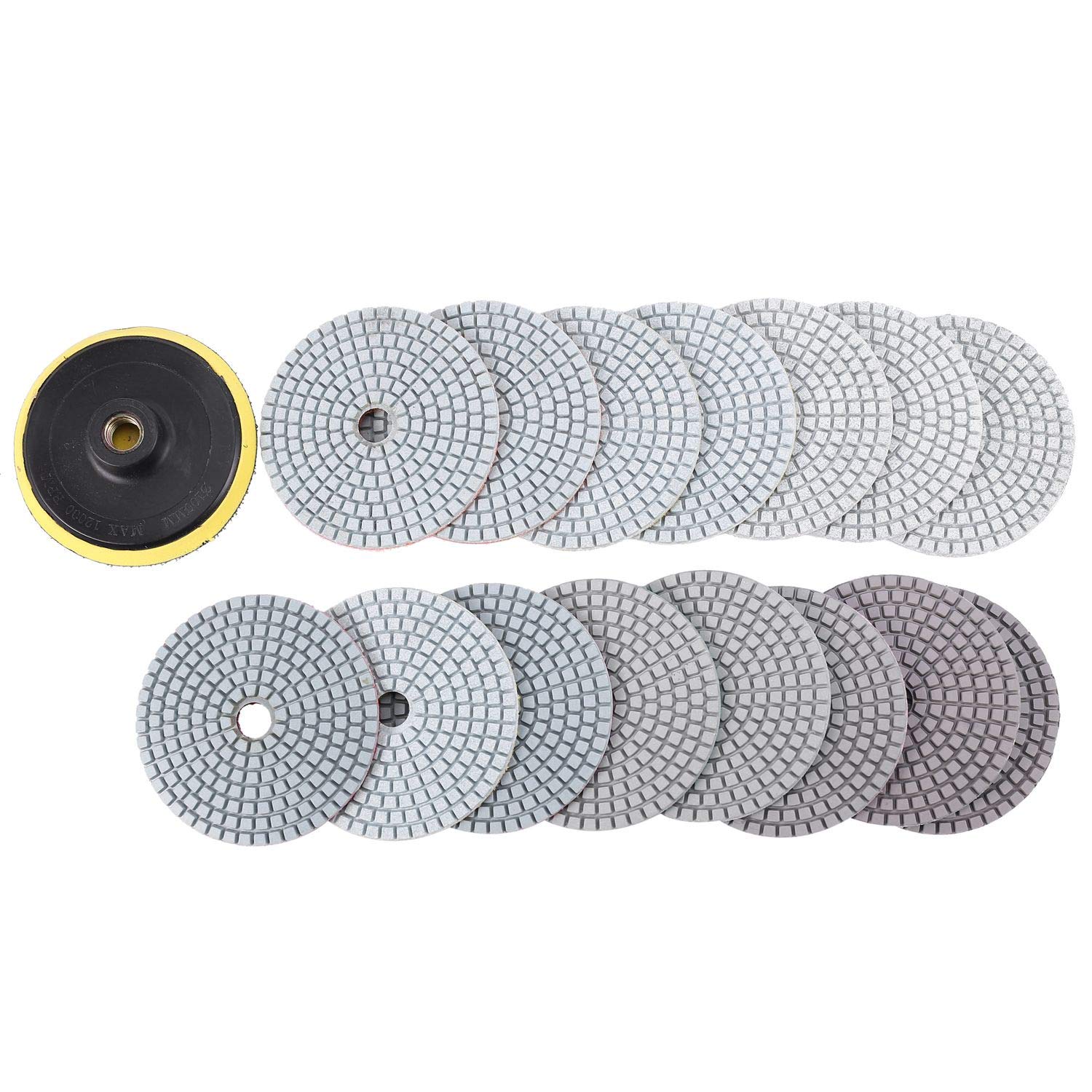 tassieroon 16Pcs Diamond Polishing Pads Kit 4 Inch 100Mm Wet/Dry for Stone Concrete Marble Polishing Use Grinding Discs Set - Image 2