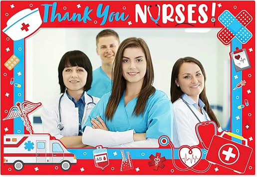 AUOCATTAIL Thank You Nurses Photo Booth Props Frame Nurse Week Gifts 2026 Photo Booth Props for Selfie Group Photo Party Decorations Supplies