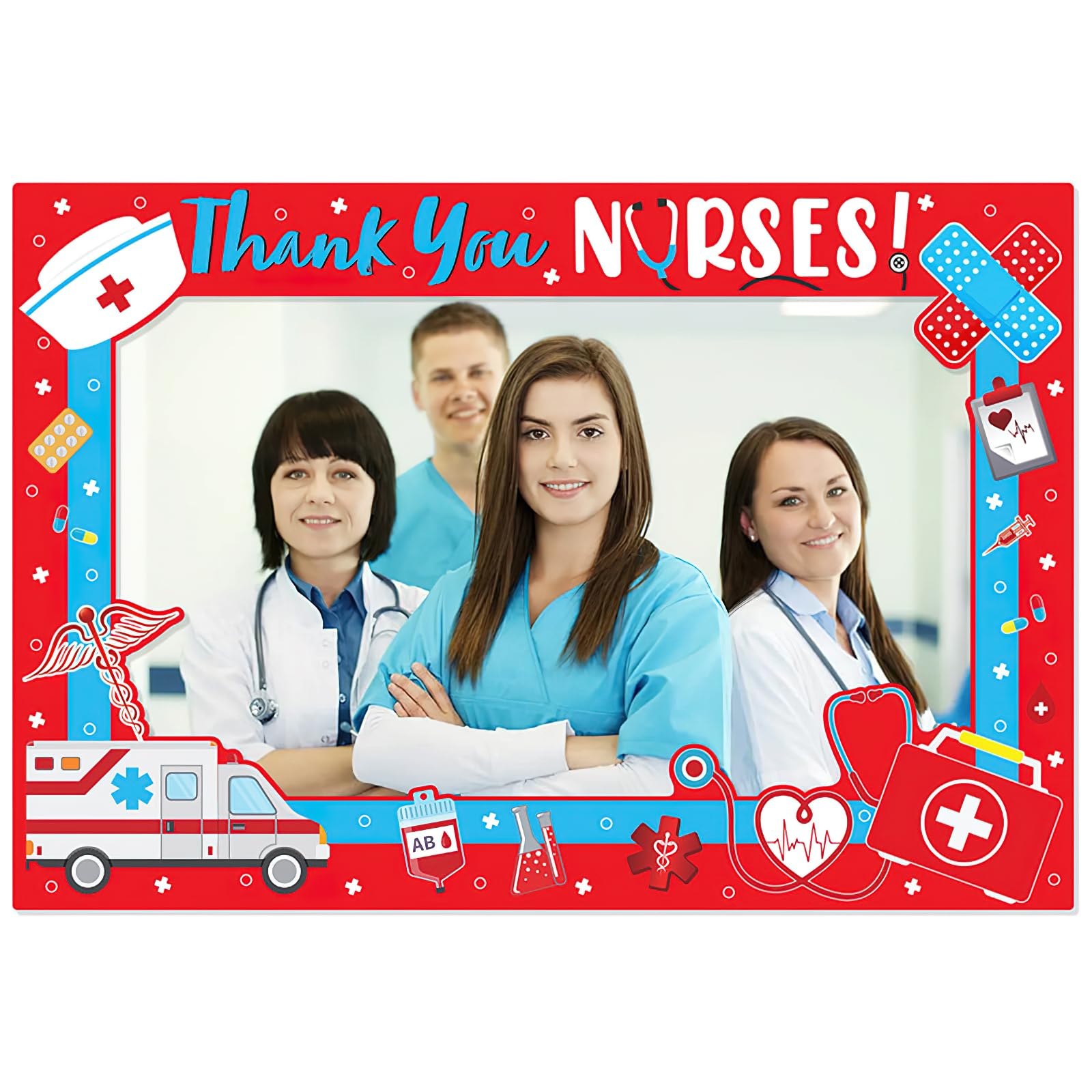 AUOCATTAIL Thank You Nurses rekwizyty do fotobudki ramka prezenty na tydzień pielęgniarki 2024 rekwizyty do fotobudki do selfie grupowe zdjęcie dekoracje imprezowe materiały