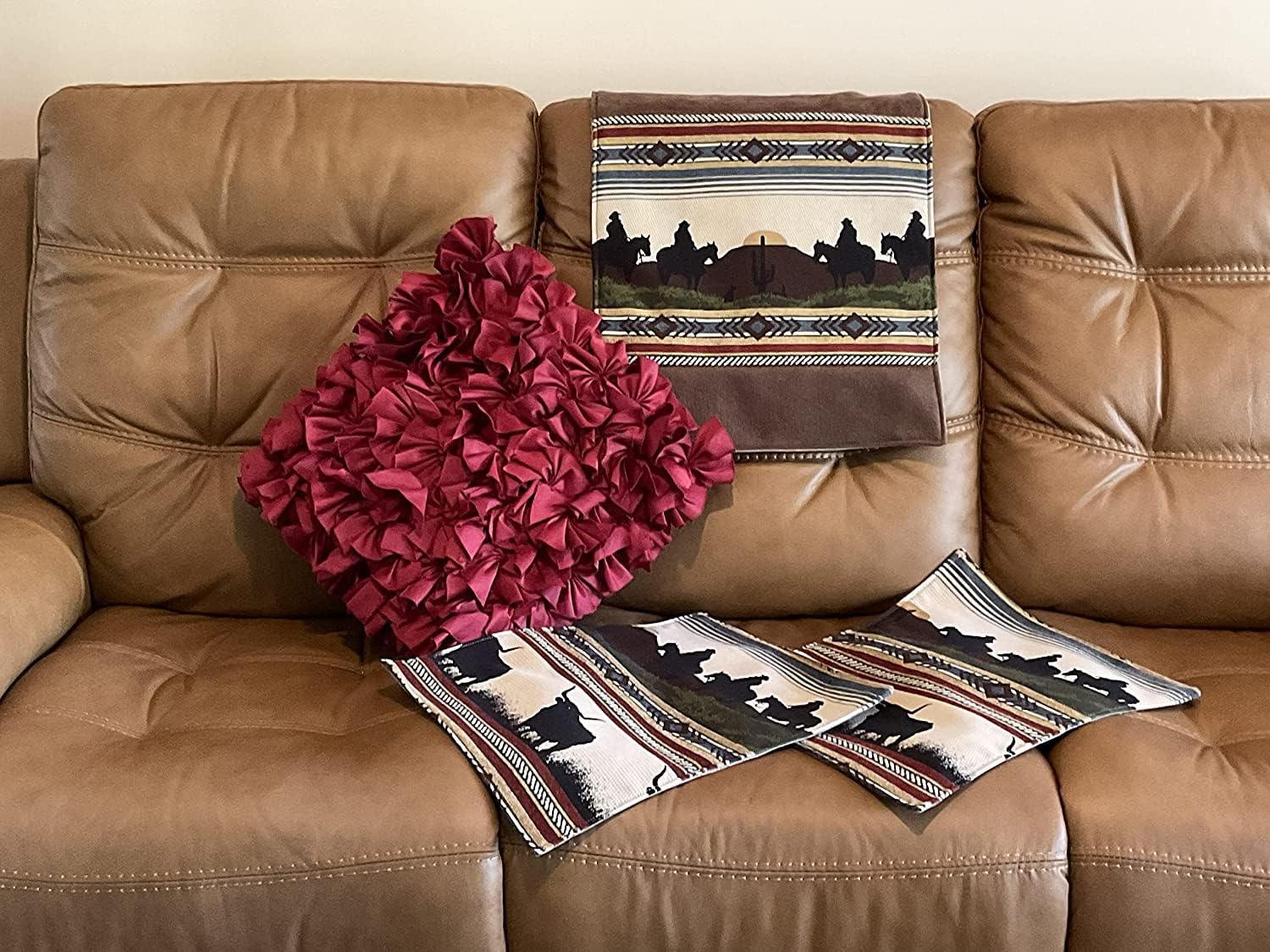 3PC. Set Headrest Cover and Armrest Covers for Furniture, slipcovers Furniture Protectors Sofas loveseats recliners Family Rooms Sun Rooms Beach House Home Decor (Western)