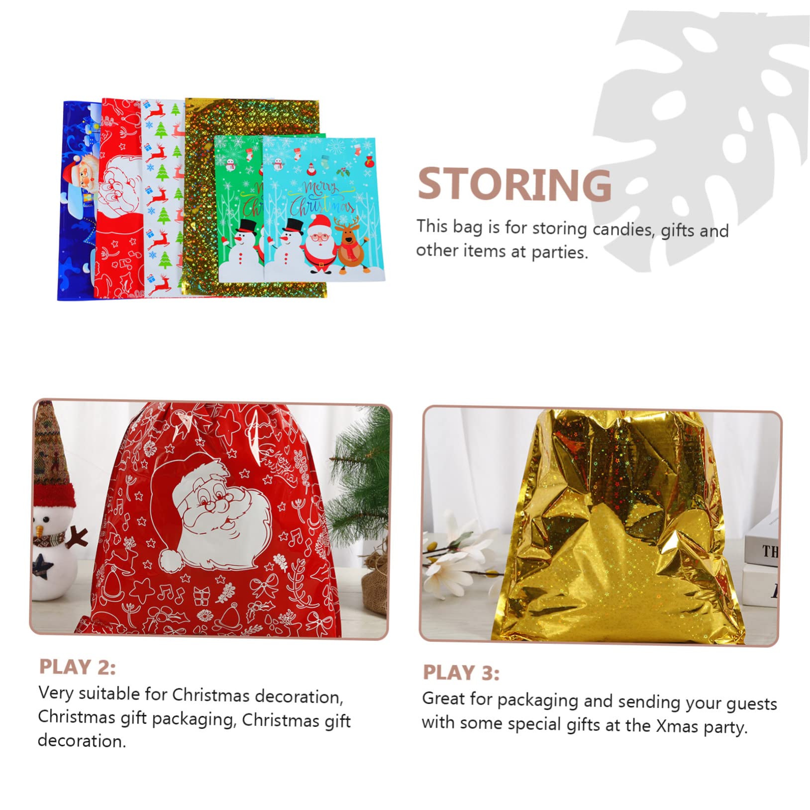 Beaupretty 3 Ensembles de Noël christmas bonbon noel confiserie noel de fête mini bonbons de pochette de noël pochette de s de feuille d'aluminium