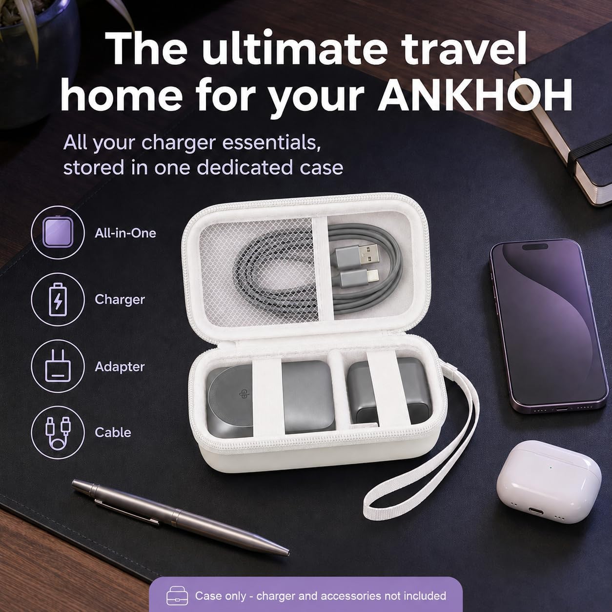 ANKHOH Travel Case for Anker Prime 3-in-1 Wireless Charging Station White image 5