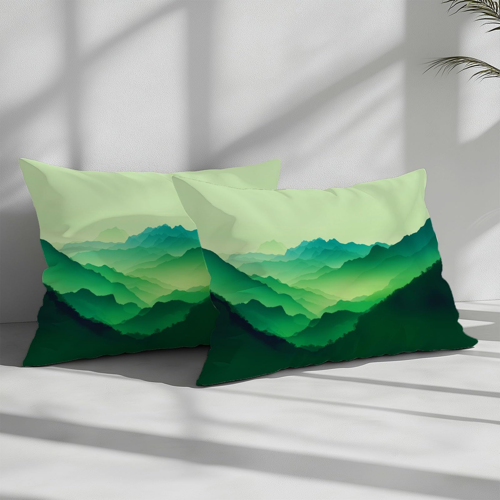 Poszwa na kołdrę 260 x 240 cm Chińskie góry Tradycyjny obraz 3-częściowy zestaw pościeli z mikrofibry, jasnoniebiesko-zielony zestaw pościeli dla 2 osób, zestaw pościeli z 2 poszewkami na poduszki
