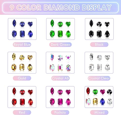 Miniatura 7 de Juego de 114 diamantes de imitación para coser, formas mixtas, parte trasera plana grande, con diamantes de imitación grandes con garra de costura