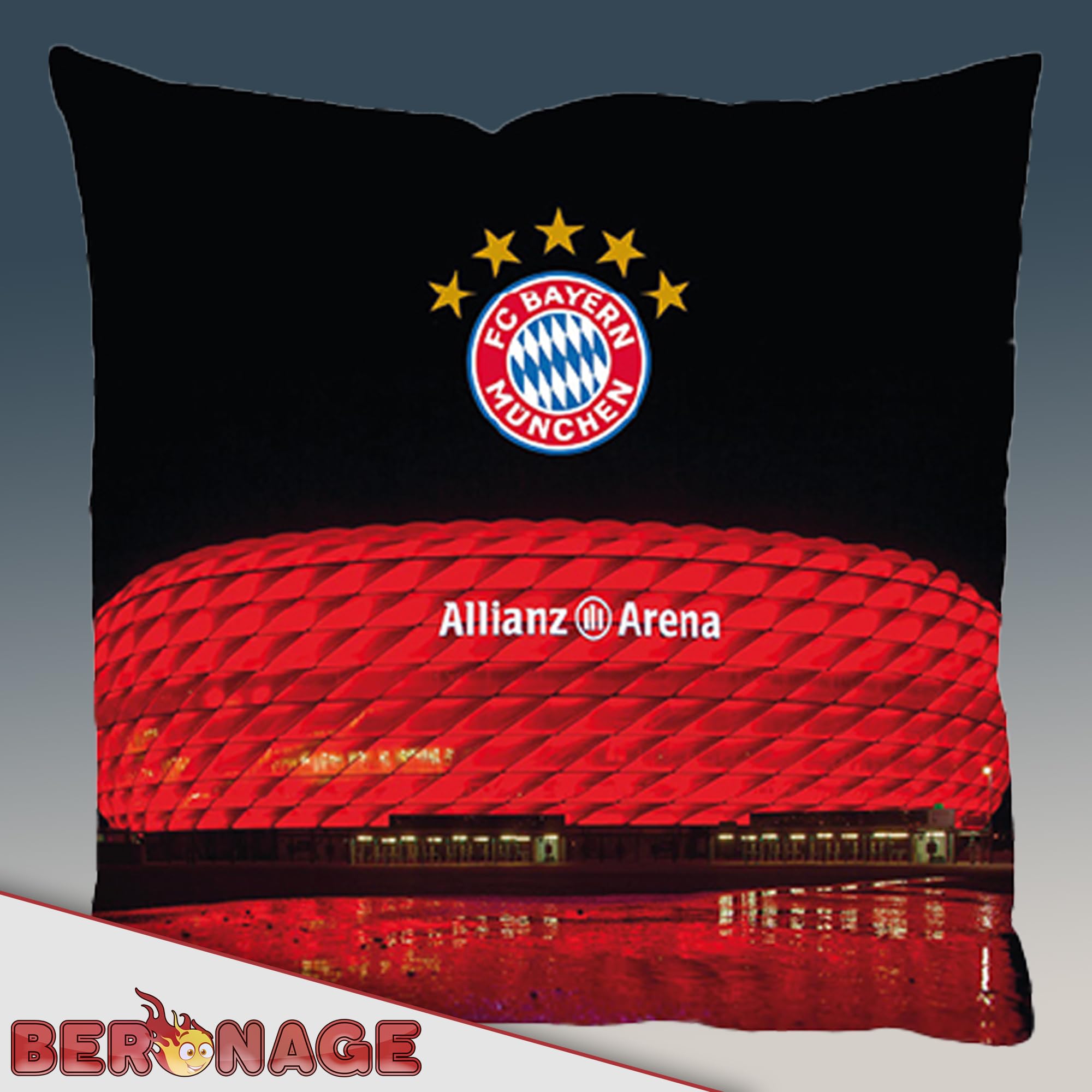 FC Bayern München Cuscino reversibile Players 40 x 40 cm Calcio Rekordmeister Mia san Mia FCB Champions League Bundesliga Allianz Arena, cuscino decorativo per biancheria da letto