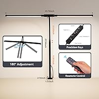 Vista 3 de Dual-Head LED Desk Lamp for Office Home, Adjustable Flexible Eye-Caring Desk Light, 5 Modes 10 Brightness Adjustment, USB Adapter Desk Lamp with