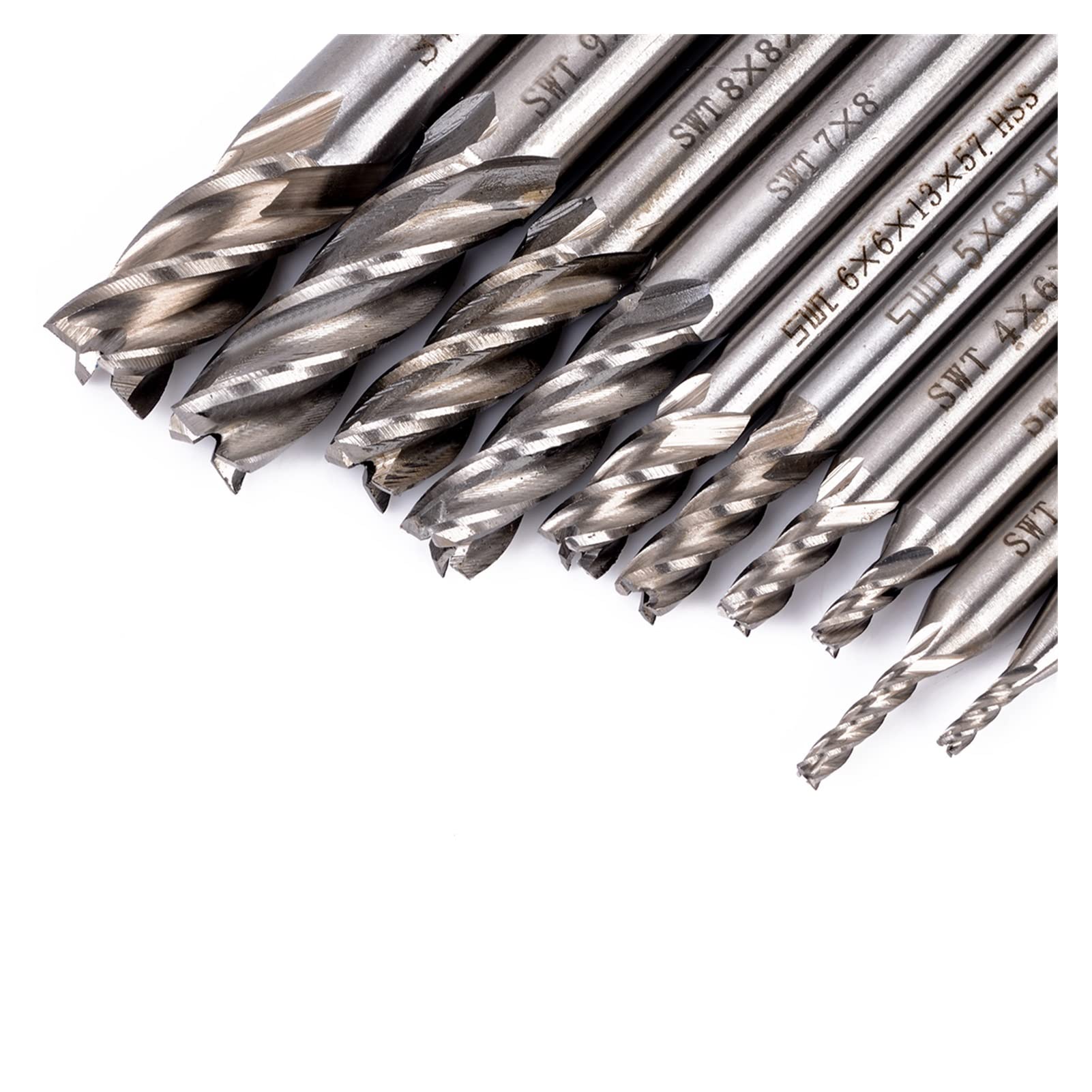 Bohrer Packung von 10. HSS. Aluminium 4 Flöten-Endfräser CNC Werkzeuge Fräsen Bits for Holz aus Kunststoff Aluminium Schneidwerkzeug Mühlen 2-10mm