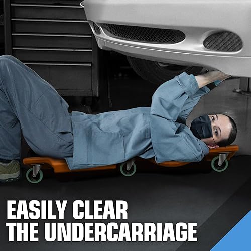 Miniatura 70 de DNA MOTORING Enredadera de plástico de perfil bajo de 40 pulgadas con reposacabezas acolchado, bandejas de herramientas y 6 ruedas, verde