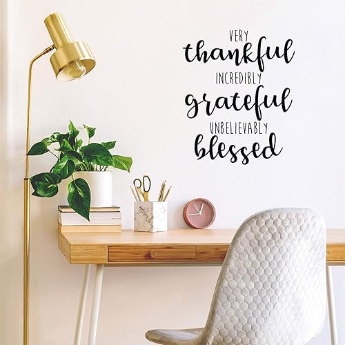 Miniatura 2 de Calcomanía de vinilo para pared, muy agradecida increíblemente agradecida, increíblemente bendecida, 26.5 x 22 pulgadas, calcomanía de moda con cita
