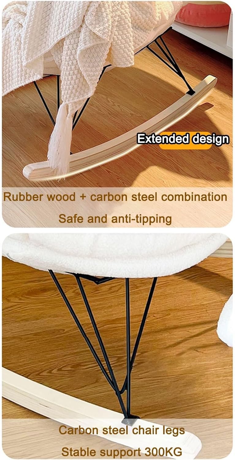 Outdoor Patio Rocking Chairs, Indoor Rocking Chair Comfy Rocker Chair with Thick Cushion, Modern Lounge Chair for Porch, Garden, Patio, Backyard