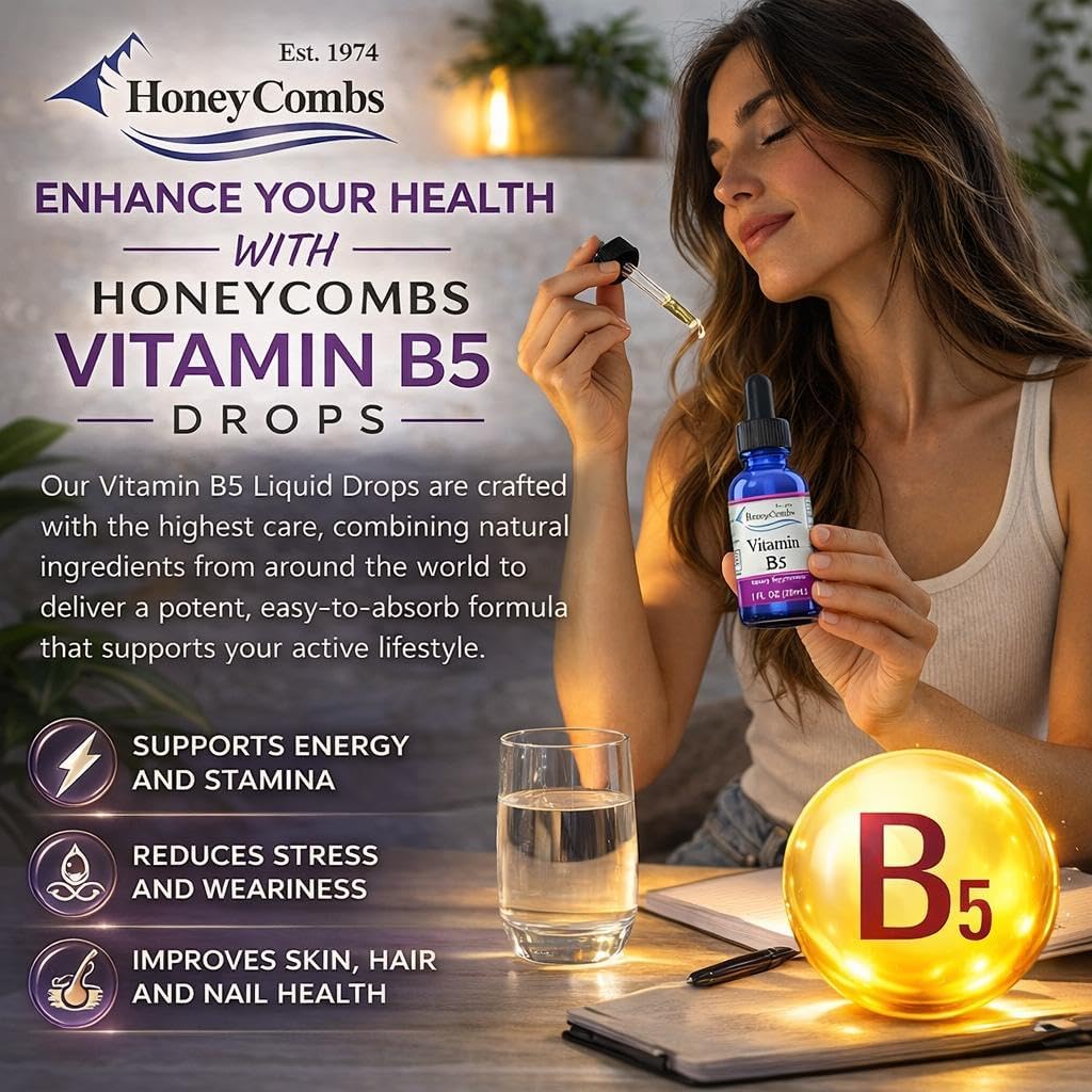 HoneyCombs Vitamin B5 Extract Alcohol Free (Liquid), 1 oz
