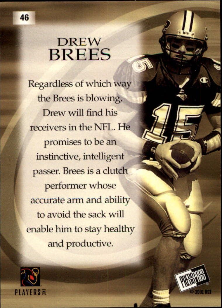 2001 Press Pass Football Card #46 Drew Brees