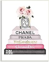 Vista 11 de The Stupell Home Decor Collection Book Stack Fashion Candle Pink Rose