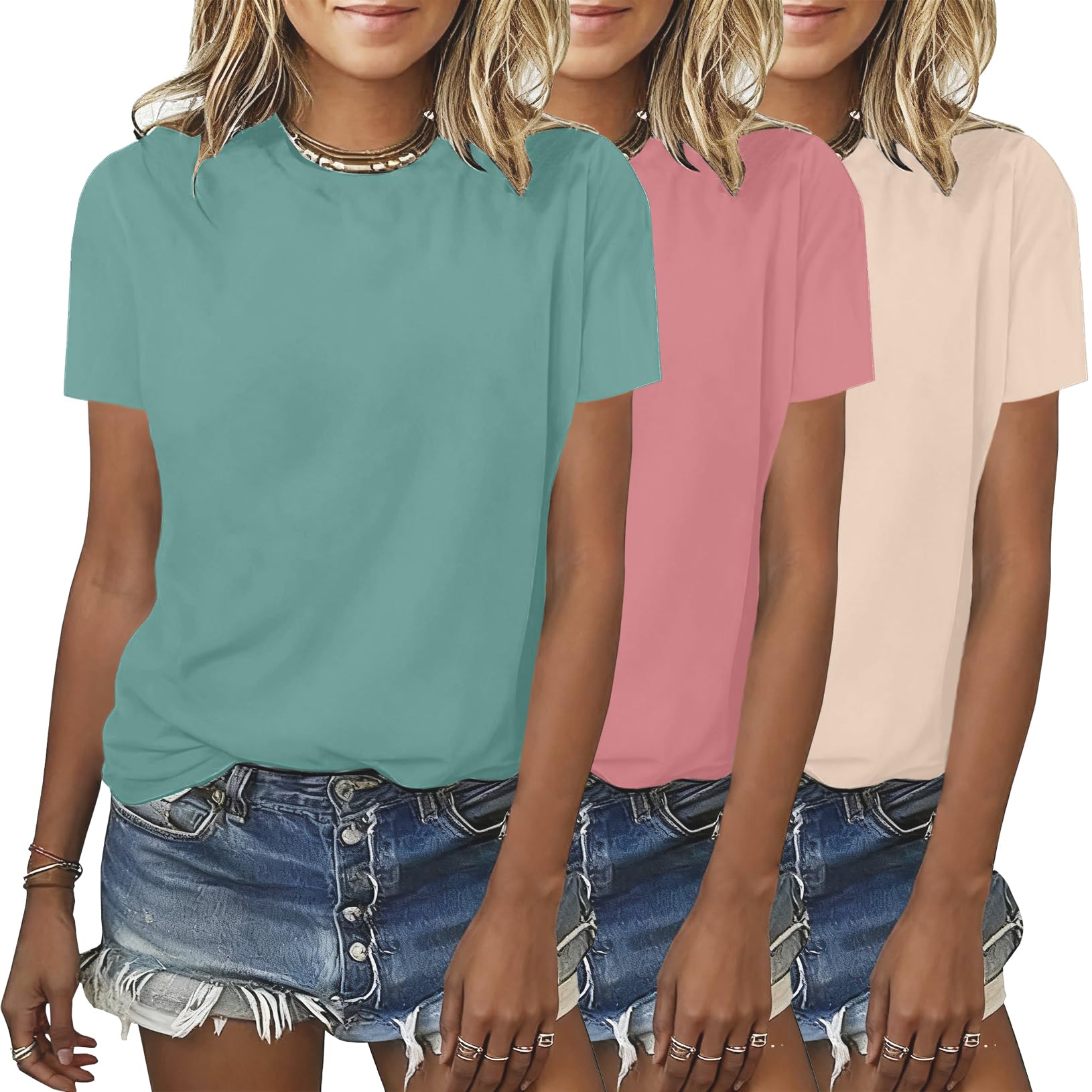 BLACKOO Women's Basic Crewneck Tee 3 Pack