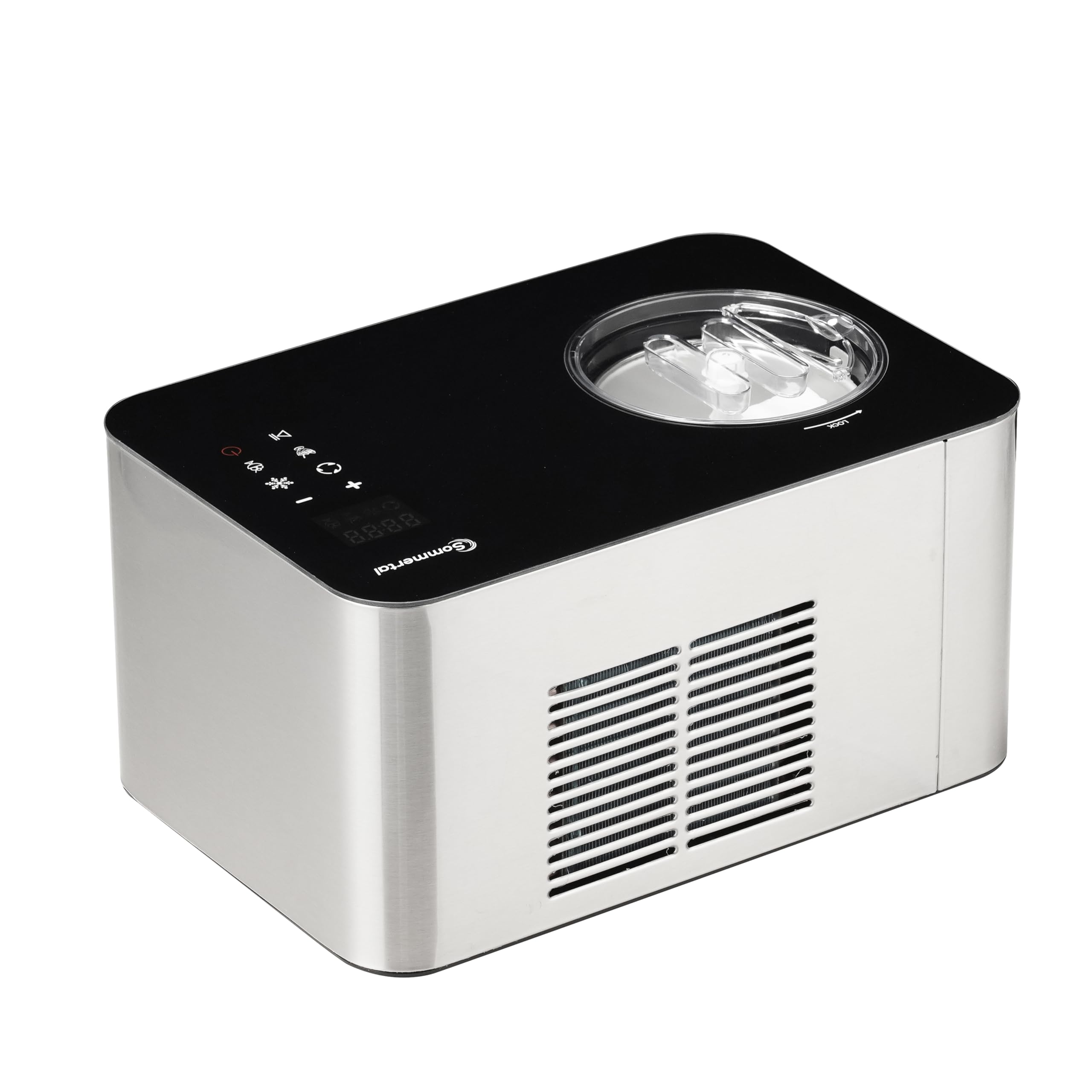Sommertal ICE1500, Eismaschine mit Kompressor bis -36 °C, 1,5 L Edelstahl, Touchdisplay, 150 W stromsparend, für Sorbet, Milch-Eis und Frozenjoghurt, inkl. Portionierer, BPA-frei