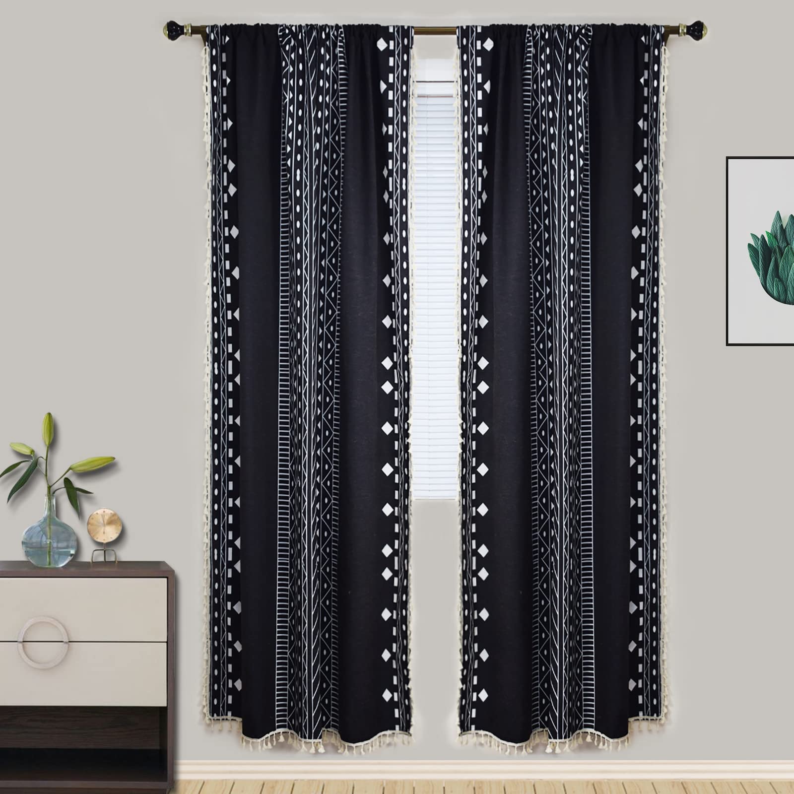 Tende per finestre, motivo: etnico/esotico/bohémien, stile boho/esotico, morbide e leggere, splendide, per camera da letto, decorazione per la finestra in stile sud-occidentale, motivo azteco colorato