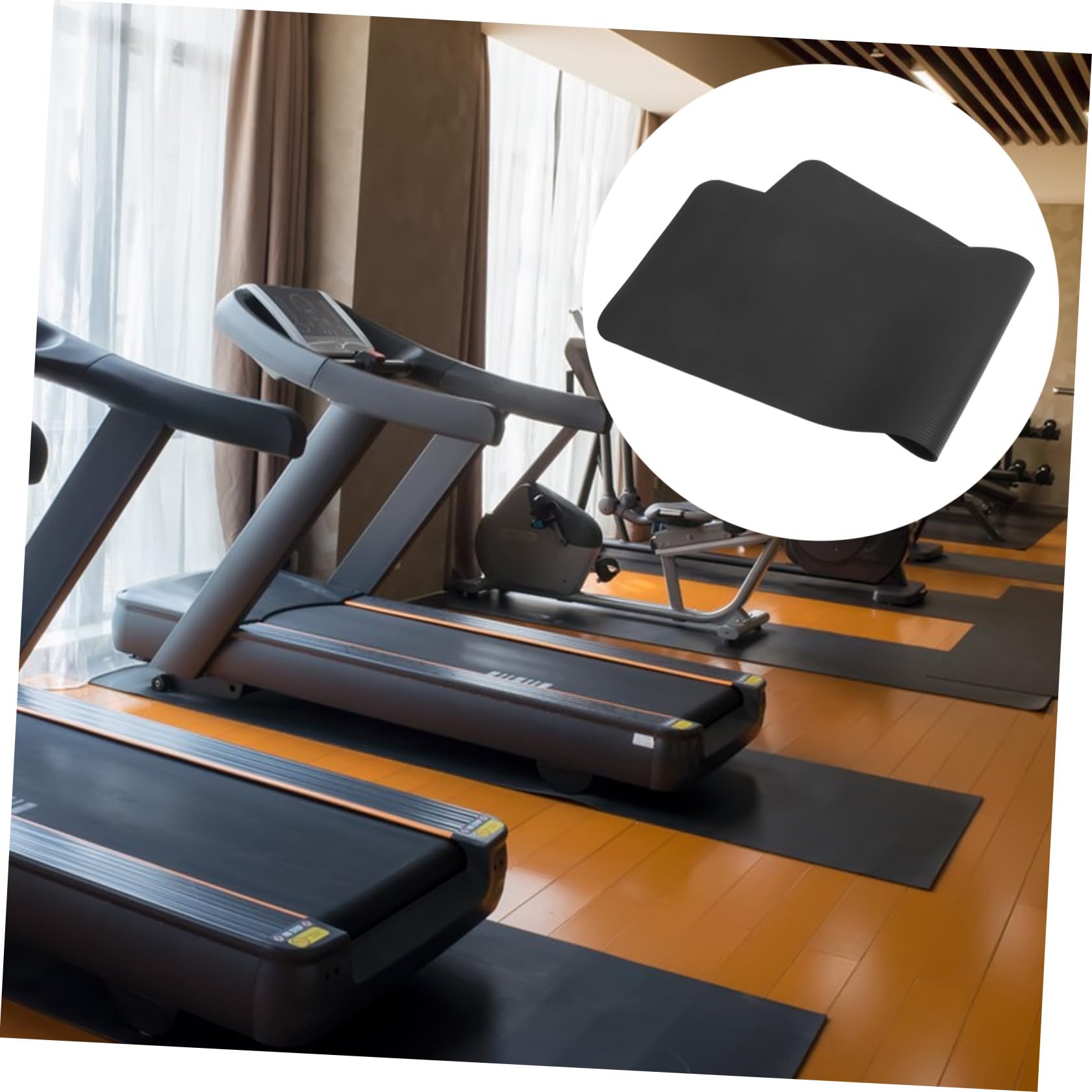 Alfombrilla para Cinta de Correr Nbr Negra, Antiruido y Amortiguación | Workouts y Oficina, Superficie Firme y Fiable, Accesorio de Ejercicio en Casa, Estilo Visual Atractivo