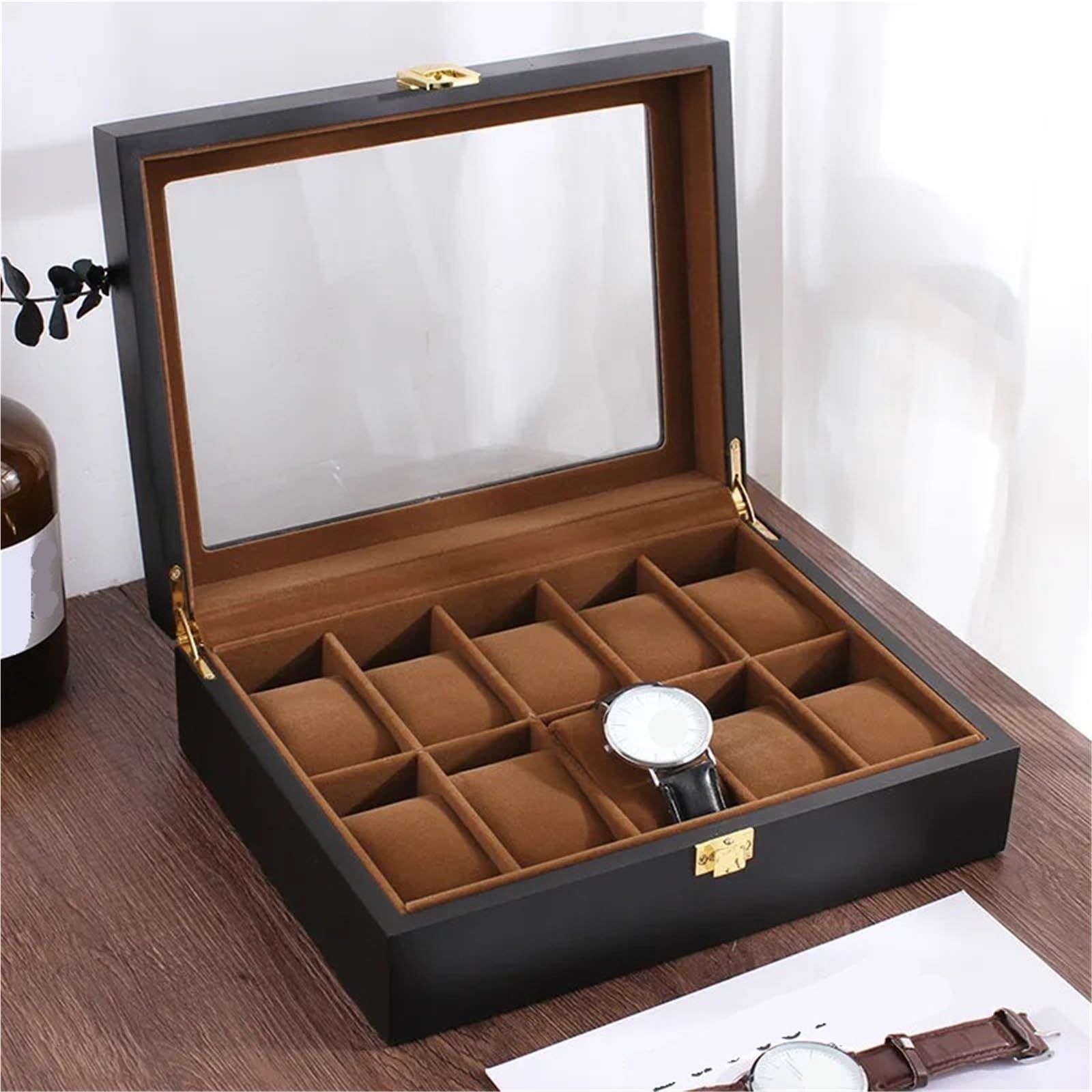 Cajas de madera for relojes con 6/10/12 rejillas, vitrina for relojes, organizador de almacenamiento for guardar joyas.(Double layer)
