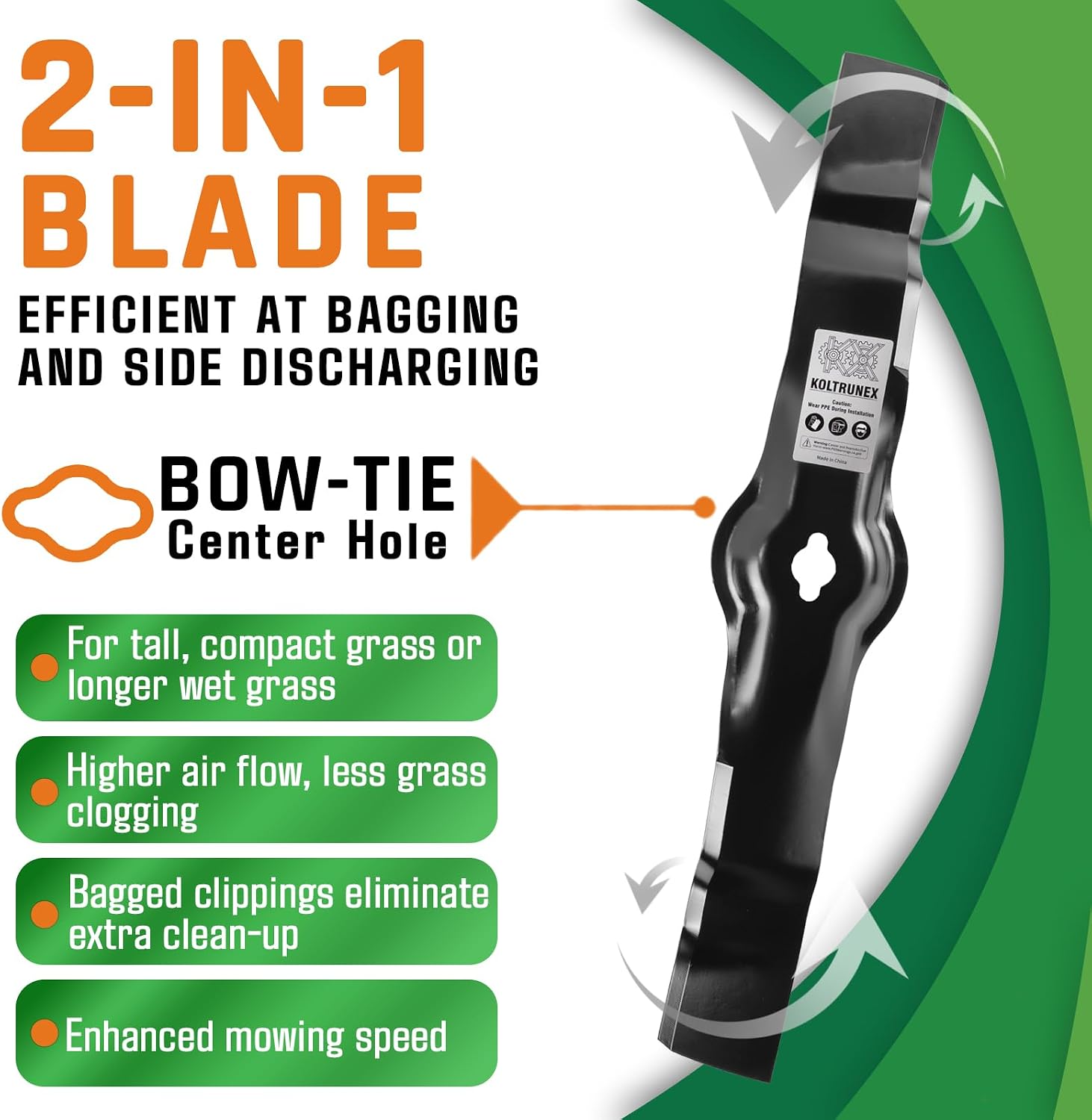 22" Mulching Mower Blades for John Deere 42 Inch Freedom Deck, Replacement for AM130172 AM126023 AM128013, Butterfly Center Hole 2PCS with Bolts and Washes