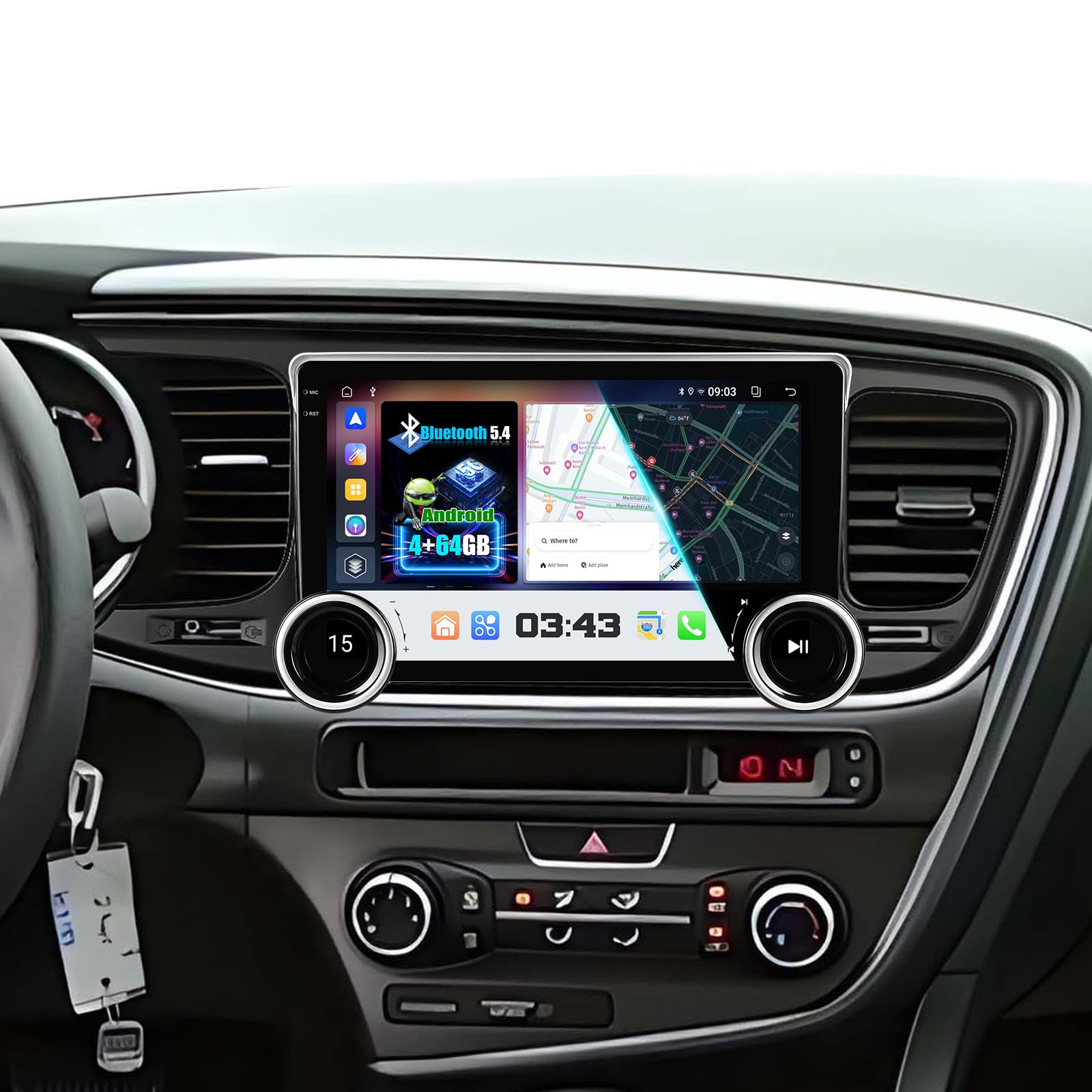 Photo 1 of [4+64G] Upgrade Android Radio for Kia Optima K5 2013 2014 2015: 10.1 inch IPS Touchscreen Carplay Stereo - Background Mode, CarMate, Lenshood, BT5.4, 5G/WiFi, GPS, FM/AM/RDS Radio+ AHD Backup Camera