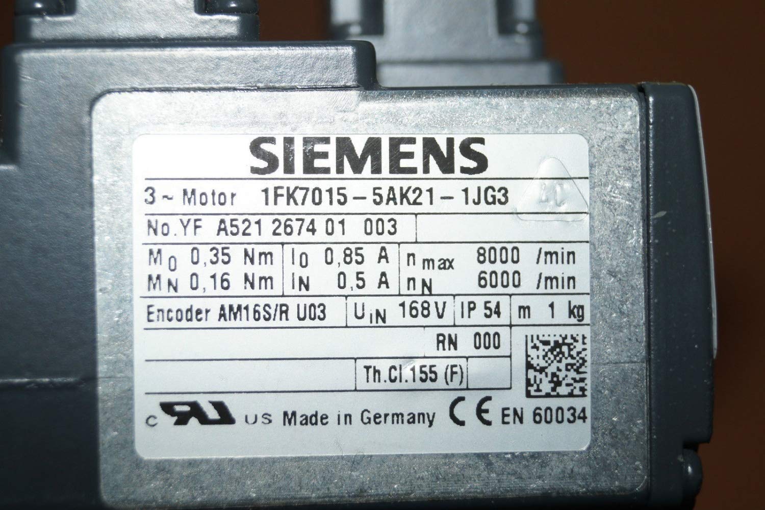 Siemens 1FK7 015-5AK21-1JG3 Moteur de servomoteur 1FK7015-5AK21-1JG3