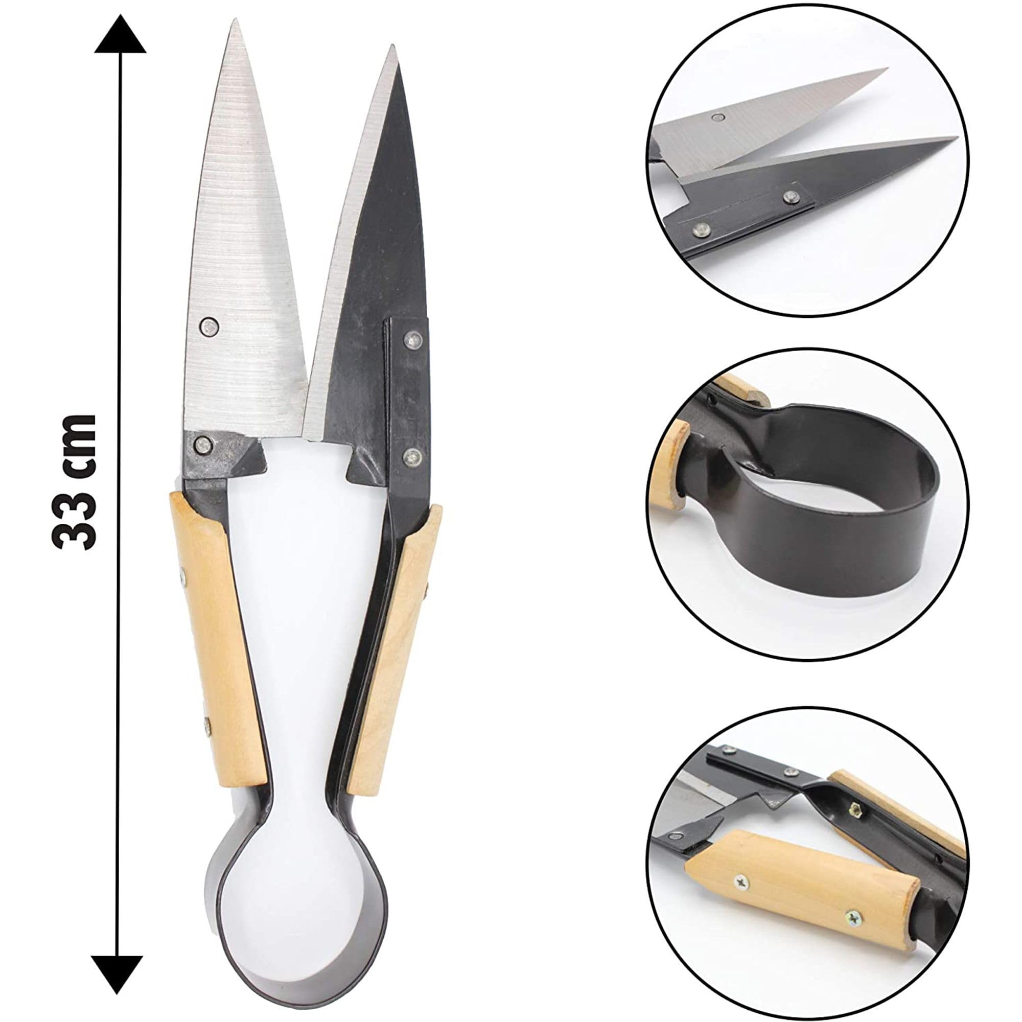 FISHTEC Ciseaux Cisaille Topiaire Tradition - Avec Etui - 33 cm - Sécateur de Jardin en Acier Inox et Manche revêtement Bois - Idéal pour tailler vos Fleurs, Buis, Bonsaï, Haies, Herbe