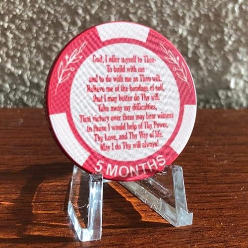 Miniatura 3 de 5 meses AA Chip Tercer Paso Oración en la parte posterior 150 Días Sobriedad Chip Mensual AA Monedas