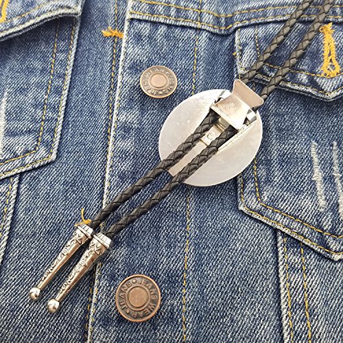Selovo Genuine Leather Bolo Tie For Men Native Western Turquoise Stone Silver Tone #TOP2