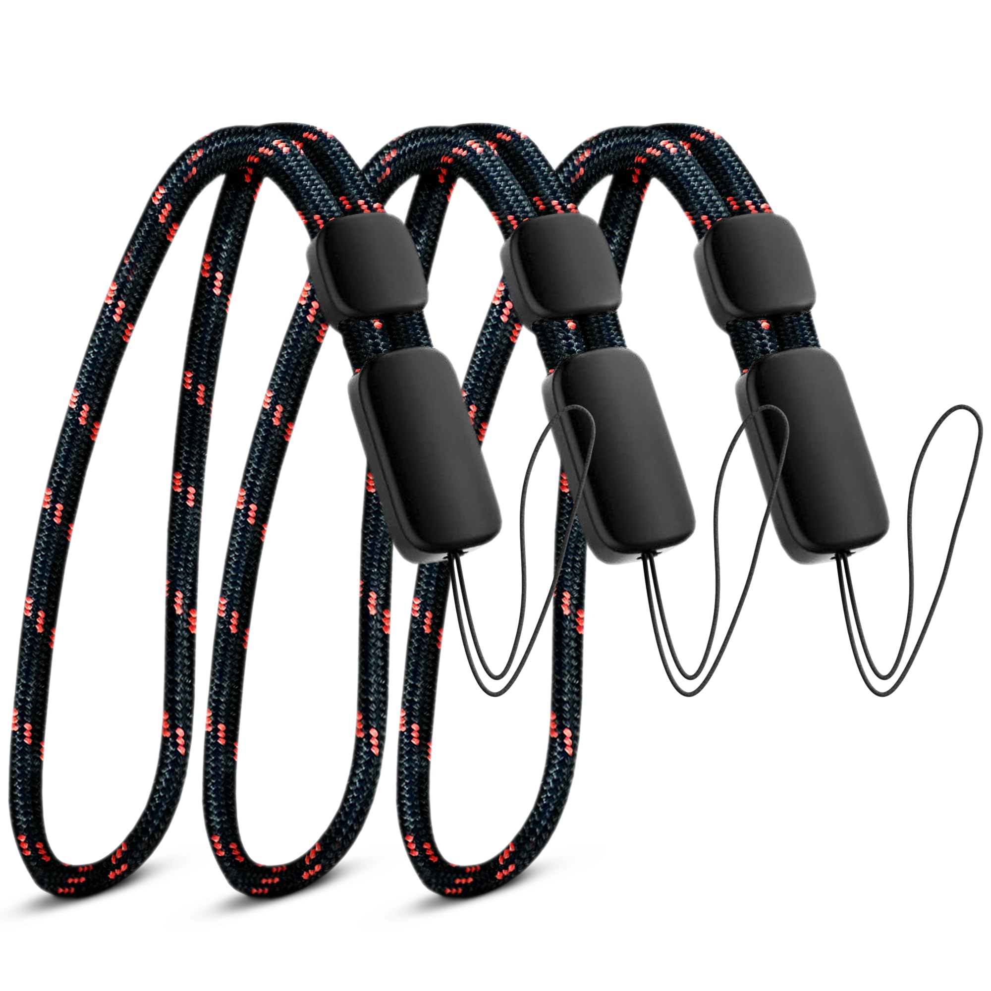 Empire Hand Wrist Strap Lanyard, Adjustable Lanyard Wrist Strap for Car Keys, Cameras, GoPro, Keychain, Phone, Portable Gaming Consoles & More (Pack of 3 - Red Finger Strap)