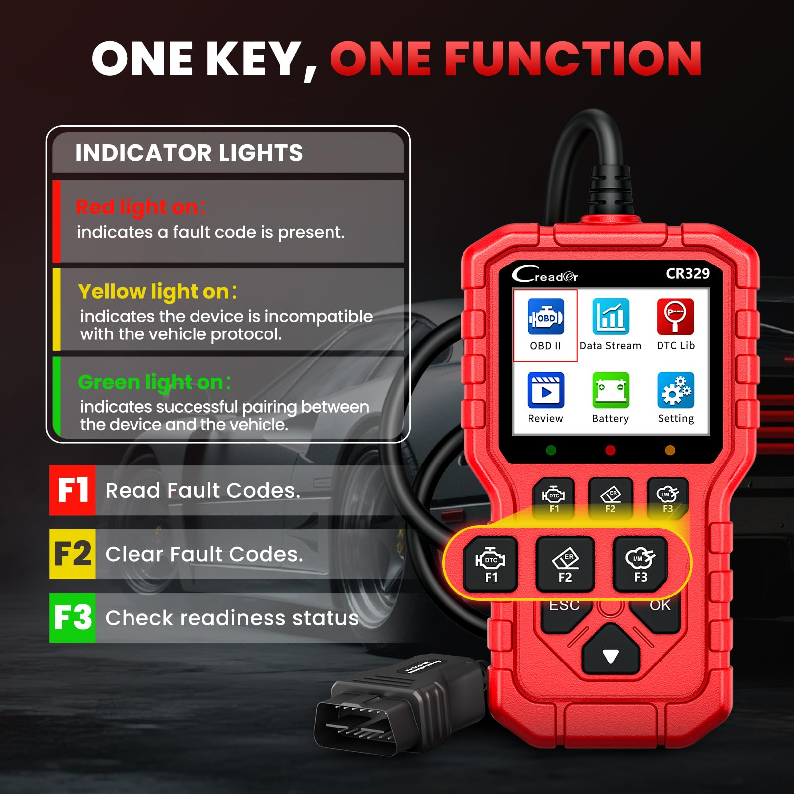 LAUNCH CR329 OBD2 Auto Diagnostica per Spia Motore Codici Auto Diagnosi Auto, Dati Live, Lettura E Cancellazione Codici, Test Batteria 12V, per Auto 1996-2026