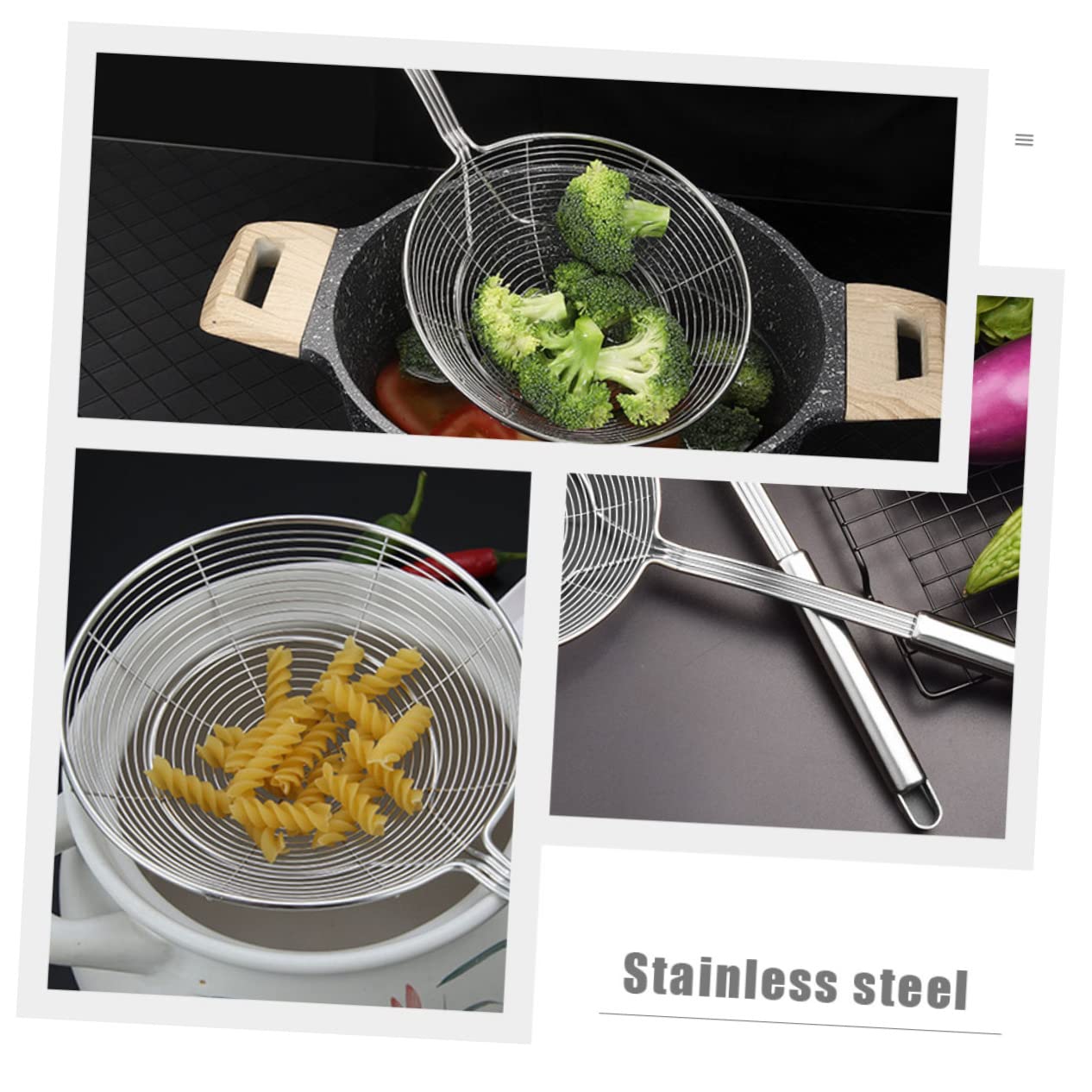 CONGARTENO 1Pc Stainless Steel Colander Spoon Sturdy Skimmer for Frying Cooking Hot Pot Household Filtering Tool for Easy Draining and Storage Practical Kitchen Gadget Design