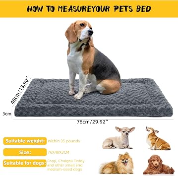 Orthopedic Dog Bed Mat – Plush & Non-Slip Washable Mattress for Small Dogs, 75x47cm Pet Cushion for Crates, Sofas & Travel Use