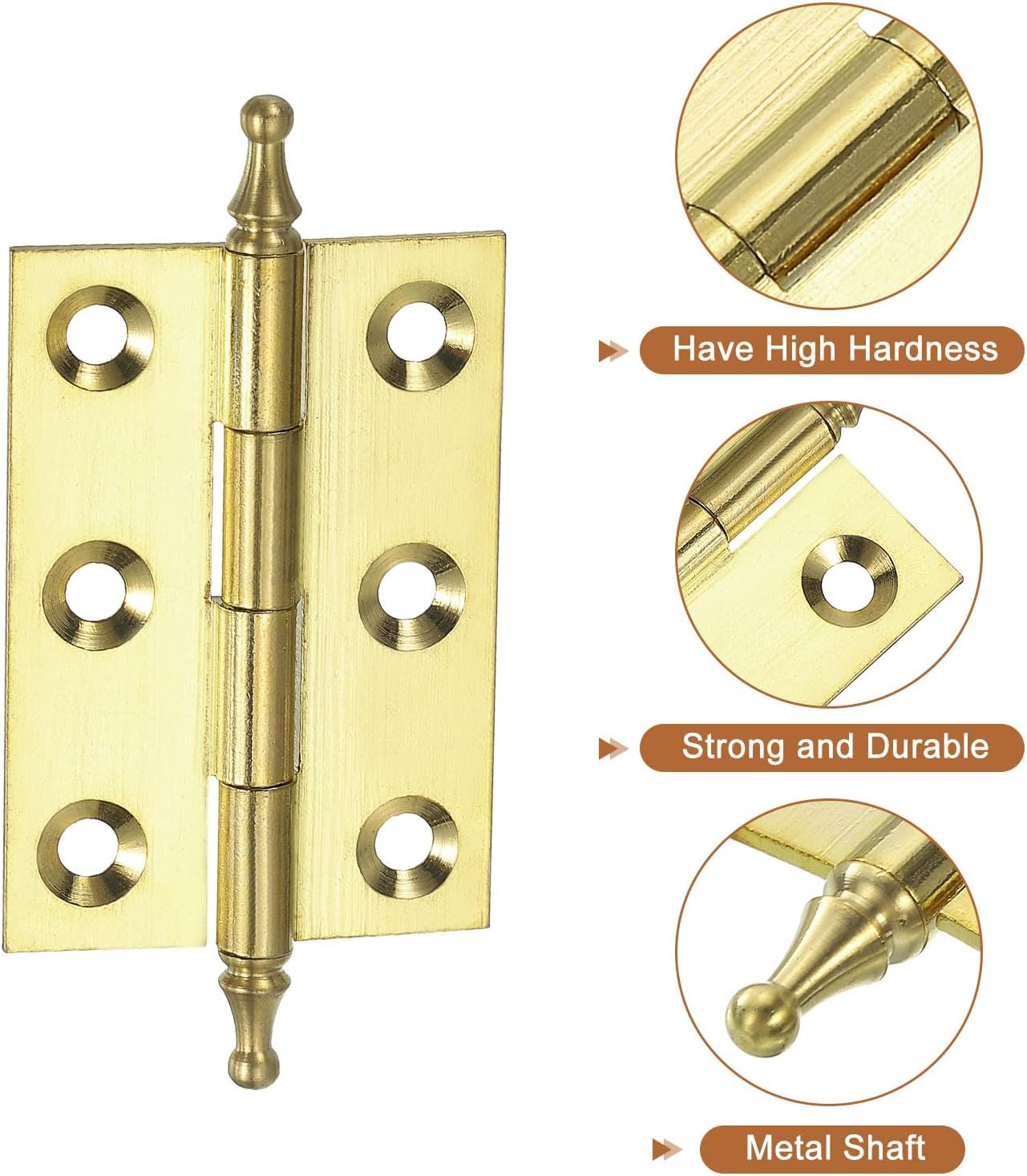 Generic 2 Pcs Folding Butt Hinges, 2 Inch Brass Small Door Hinges Butt Cabinet Hinges Pointed Folding Craft Hinges with Screws for Door Wooden Boxes Windows Dressers, Gold Tone