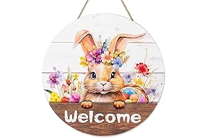 Vibrant Easter Door Décor: 3D Spring Bunny Wreath and Welcome Sign