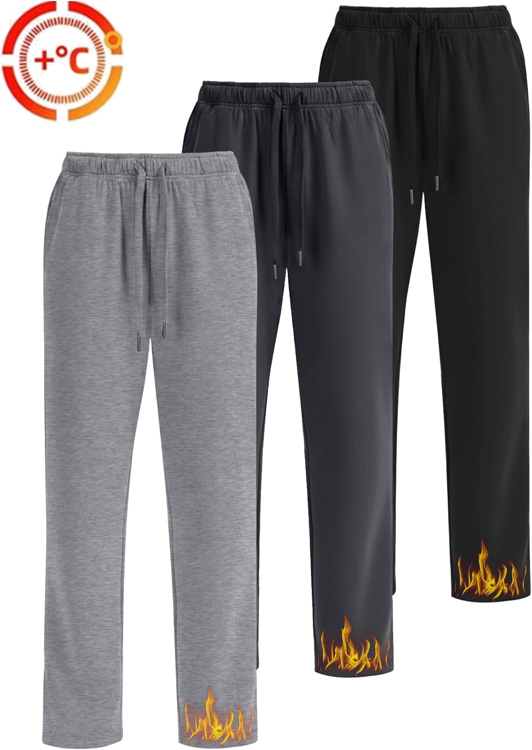 3 Pack Women's Fleece Wide Leg Sweatpants Thermal Baggy Athletic Pants Drawstring Lounge Pants with Pockets - Image 2