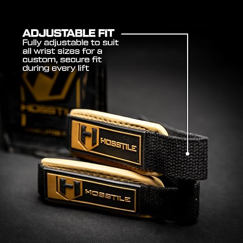 Miniatura 7 de HOSSTILE Correas de muñeca acolchadas (par)  Soporte de neopreno reforzado para levantamiento de pesas, culturismo, entrenamientos de gimnasio,