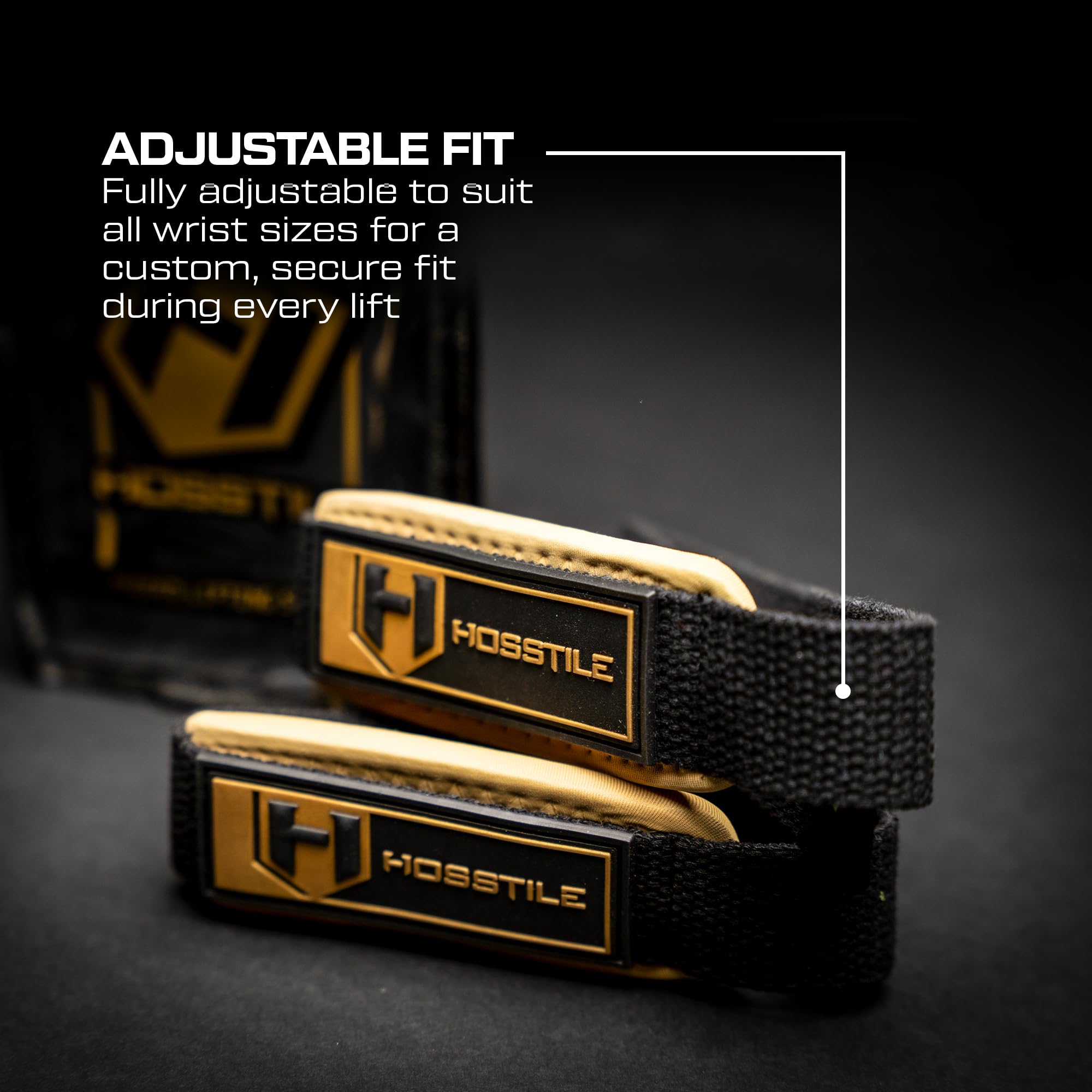HOSSTILE Correas de muñeca acolchadas para levantamiento de pesas, culturismo, entrenamiento de gimnasio, entrenamiento de fuerza, peso muerto y entrenamientos de fitness, extralargas, duraderas,