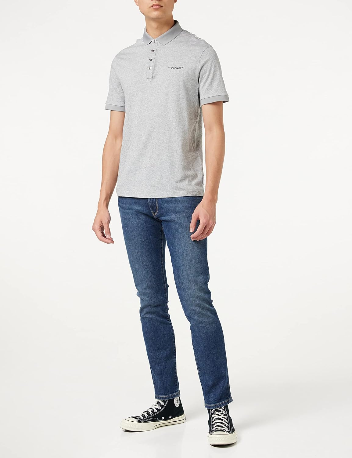 Armani Exchange Mens Short Sleeve Milano/New York Logo Jersey Polo Shirt - Image 4