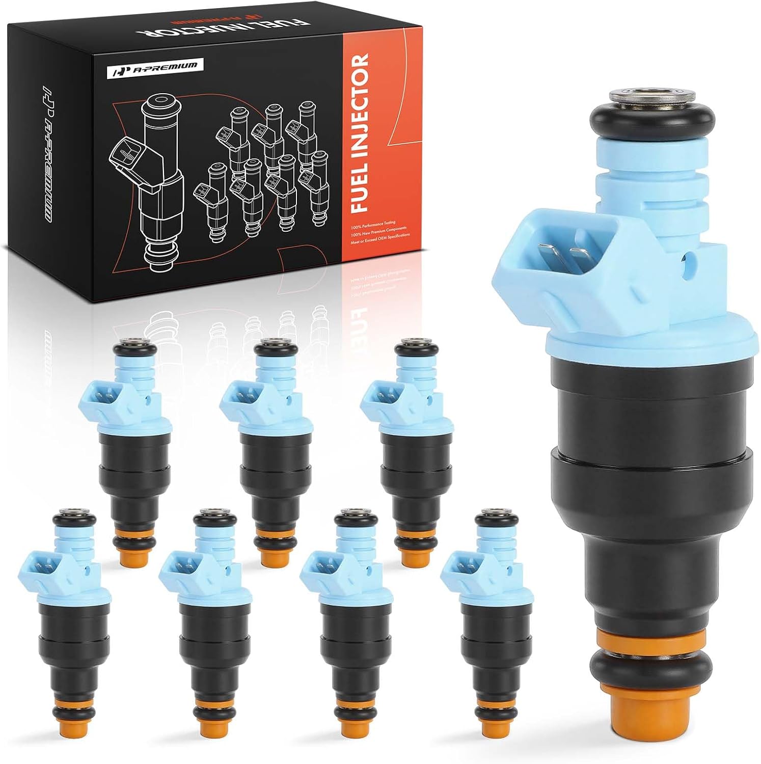 A-Premium Fuel Injectors 8 Pcs Compatible with Ford F-250, F-250 HD, F-350, F-53 Motorhome Chassis, F-Super Duty, Mustang, E-350 Econoline, E-350 Econoline Club Wagon, 5.0L 7.5L, Replace# F1TZ9F593D