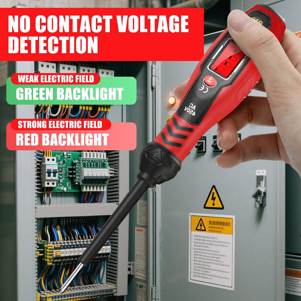 2 Stück Spannungsprüfer Mit Schraubendreher, Berührungsloser Spannungsdetektor, Stromprüfer mit LCD-Anzeige & Summeralarm & HaltepunktFinder, Phasenprüfer Dualbereich AC 11V/30V–1000V für Elektriker