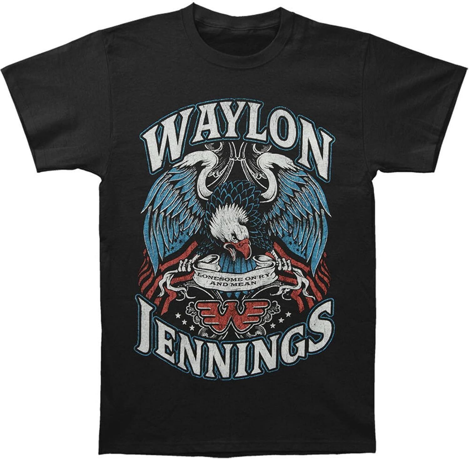 Ouqiao Men's Black Waylon Jennings T-Shirt Lonesome On'ry Onry Eagle 3XL