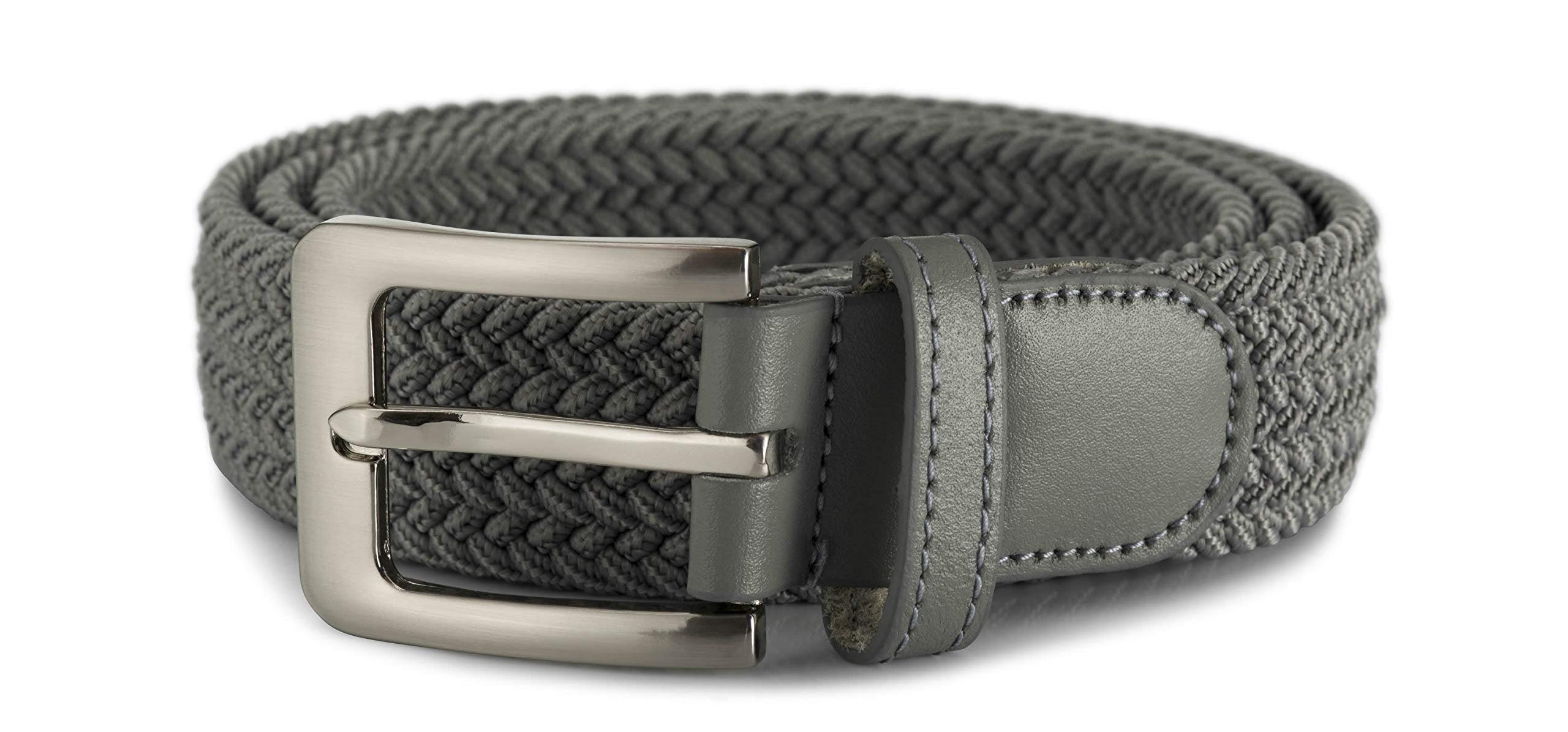 STREEZE 32mm Elasticated Stretch Belt Braided Elastic Webbed Belt with  Silver Rectangular Buckle Available in colours Sizes Small 3XL