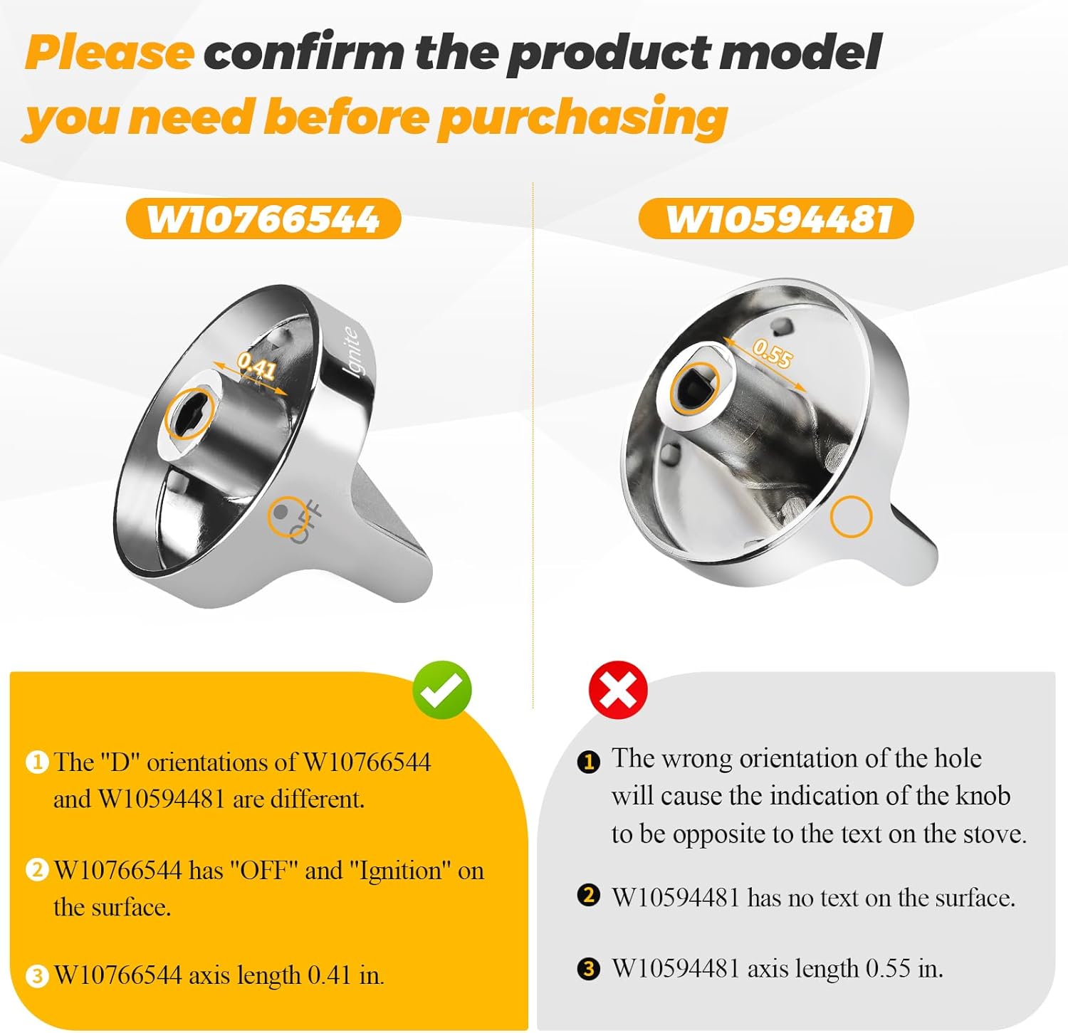 Techecook Upgraded W10766544 Gas Stove Knobs Replacement for WFG540H0ES1 WFG540H0ES0 Whirlpool Range Oven Knobs - Replaces W10430807 W10676228 AP5958476 4248219 EAP10067059 PS10067059 (5PACKS)