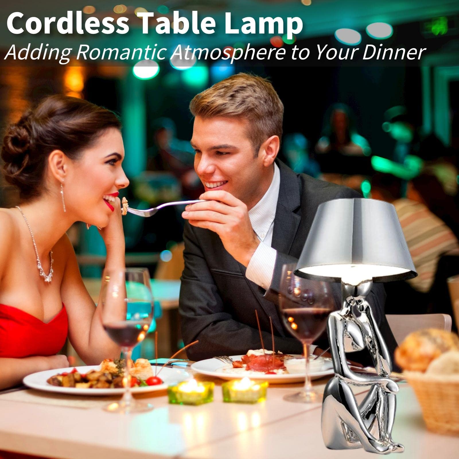 Lampada da tavolo senza fili, decorazione per la casa, lampada da scrivania touch, statue di pensatori creativi, sculture a LED, luce notturna per soggiorno, camera da letto, decorazione per