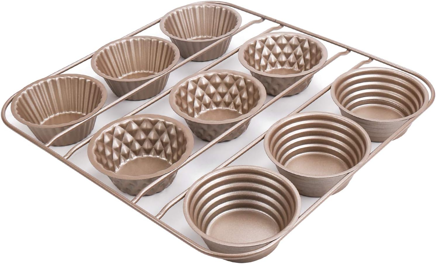 9-Cup Popover Pan - BPA Free, Food Grade, Non-stick and Easy to Clean - Making Bread, Cake, Pudding and More Dessert (10.47'' X 10.24'' X 1.18'')