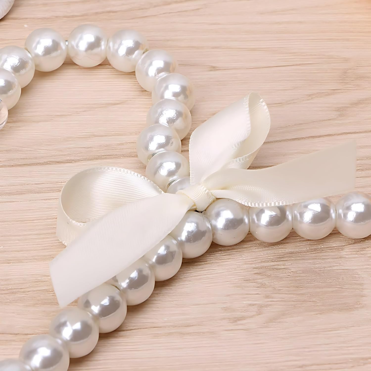 6Pcs Pearl Hangers, 40cm Pearl Clothes Hangers Artificial Pearl Beaded Clothing Display with Ribbon for Kids Children Pet Dog