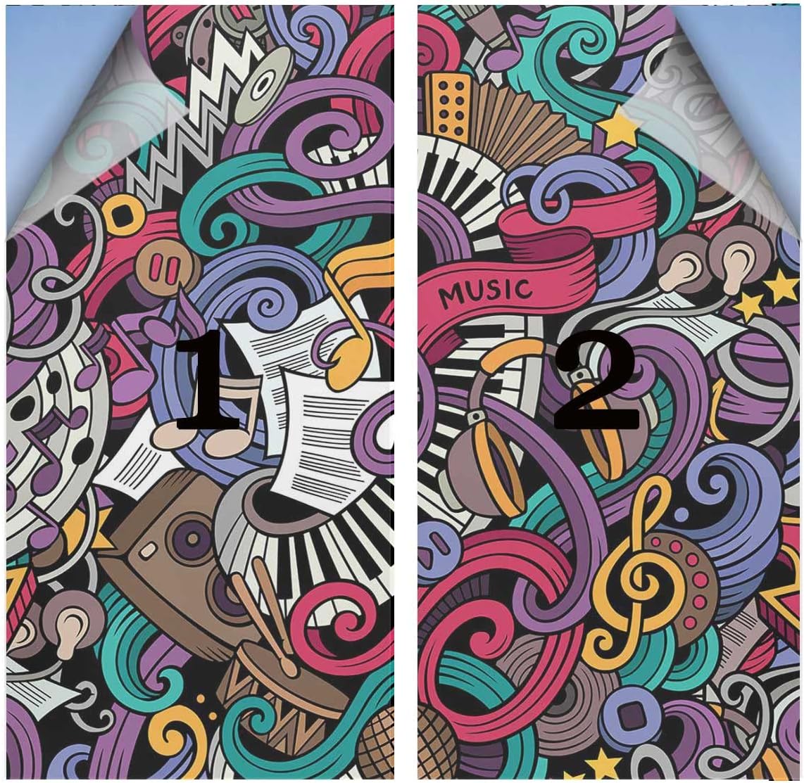 Light Blocking Film for Home Office Music Theme Instruments Privacy Window Film Frosted Decorative Glass Door Film 23.6Wx78.7L-inch x2 Pcs