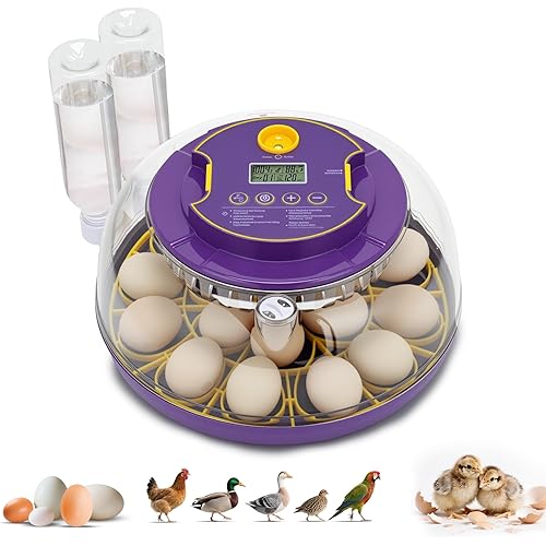 18 Egg Incubator for Hatching Eggs – With Automatic Egg Turning, Temp/Humidity Control, Egg Candler, Incubator Chicken, Duck, Goose, Quail, Parrot, Pigeon – For Home Farm Science Class Lab
