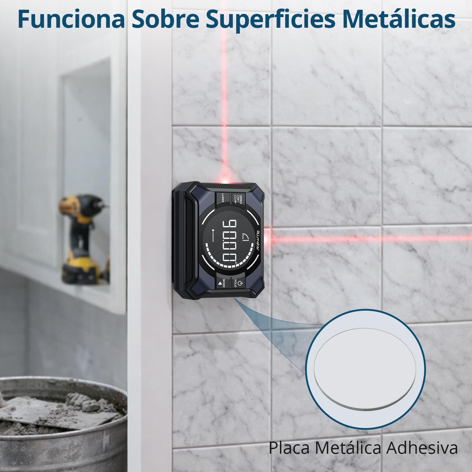 Inclinómetro Digital 3-en-1 con Doble Línea Láser Roja, Precisión ±0,1°/0,2° y Base Magnética, Medidor de Ángulos Recargable 4×90° y 2×180° Para Carpintería, Paredes y Bricolaje